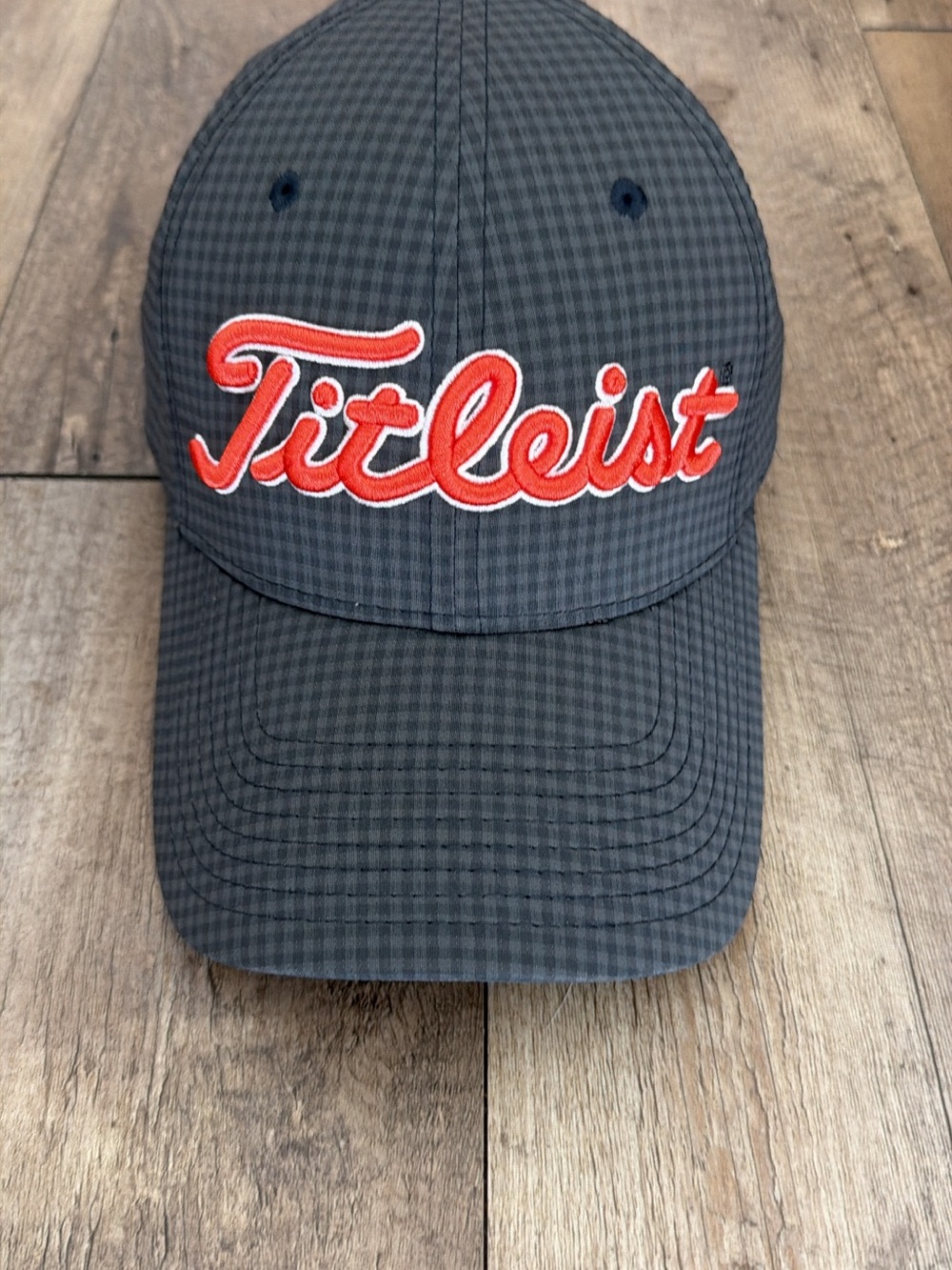 Titleist Golf Hat - Dark Checkered Gray with Orange Logo